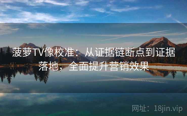 菠萝TV像校准:从证据链断点到证据落地,全面提升营销效果 菠萝TV像校准:从证据链断点到证据落地,全面提升营销效果